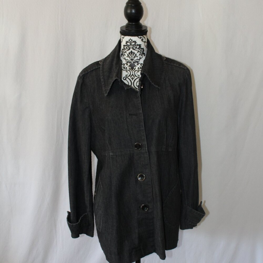 Kenar Sport Coat Jacket Blazer Gray Denim Pleated Size XL Pre-Loved EUC - Picture 3 of 13